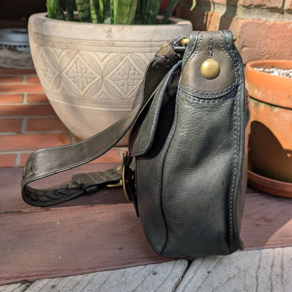 Vintage Coach Bleeker Large Flap Tattersall Satchel Bag Purse Bottle Green 11419 - Picture 2 of 16